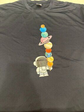 Astronaut Planets Space Graphic Tee XL Solar System Galaxy Shirt Dumont